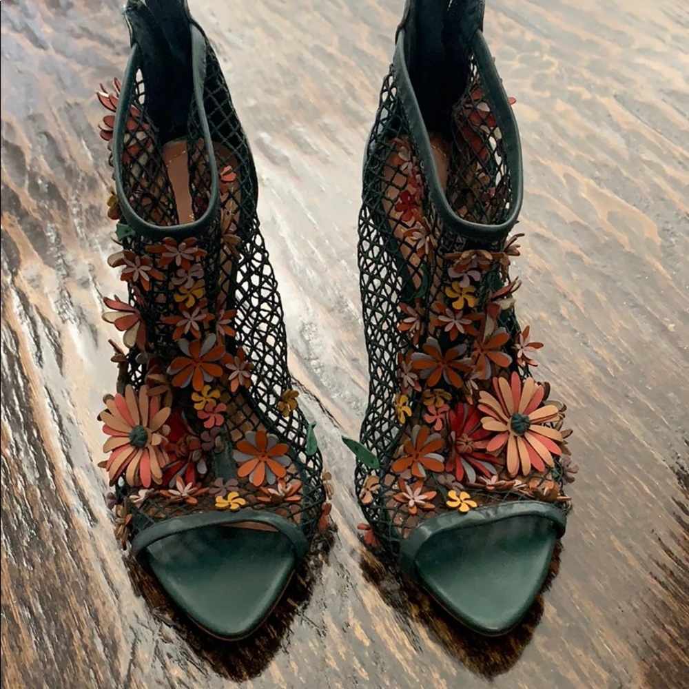 NWOT Zara Green Mesh Floral Bootie - Picture 5 of 5